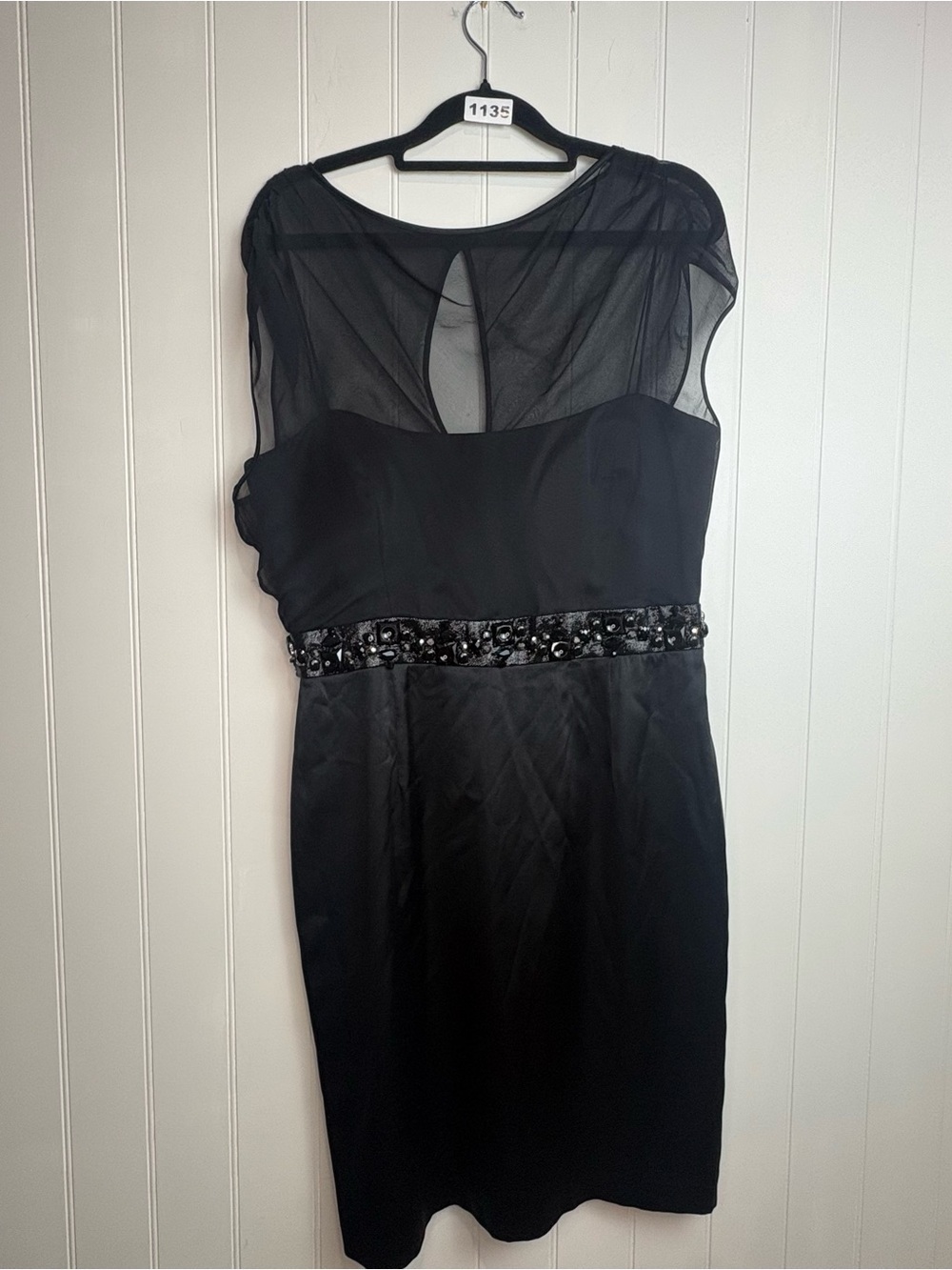 Hoglund New York Black Beaded Mesh Cocktail Dress Size 8 - Picture 7 of 9